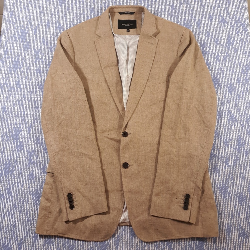 Banana Republic Linen Blazer Jacket Mens Size 42 Regular Light Brown